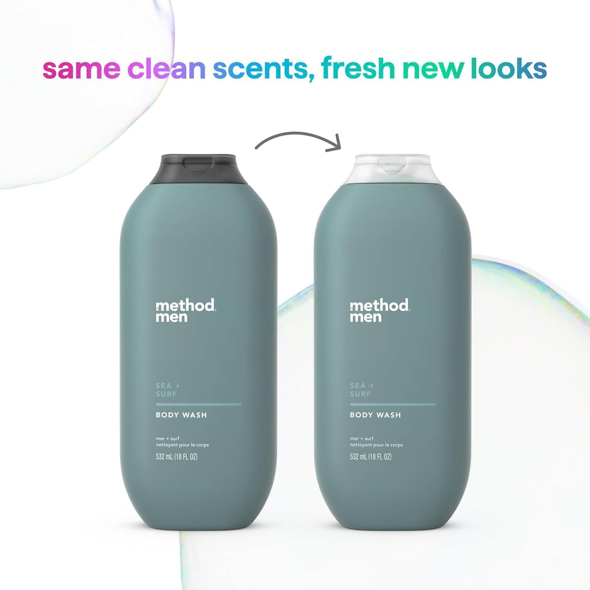 Method 18 oz bottle held in hand for size comparison and portability