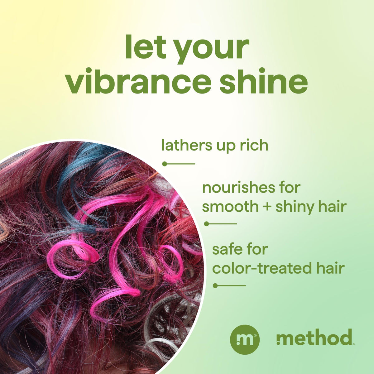 Method bottle in shower being used to rinse color-treated hair