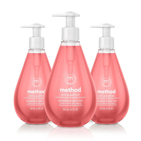 Method front packaging showing three 12 oz bottles and fresh grapefruit scent benefit