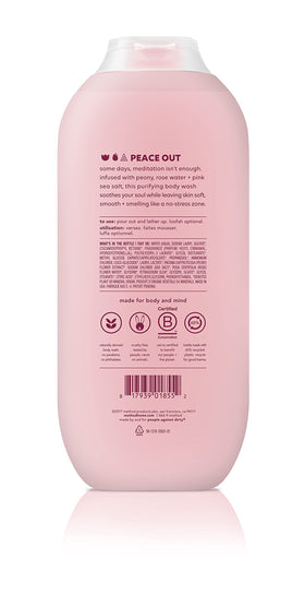 Method back label close-up listing ingredients and usage benefits