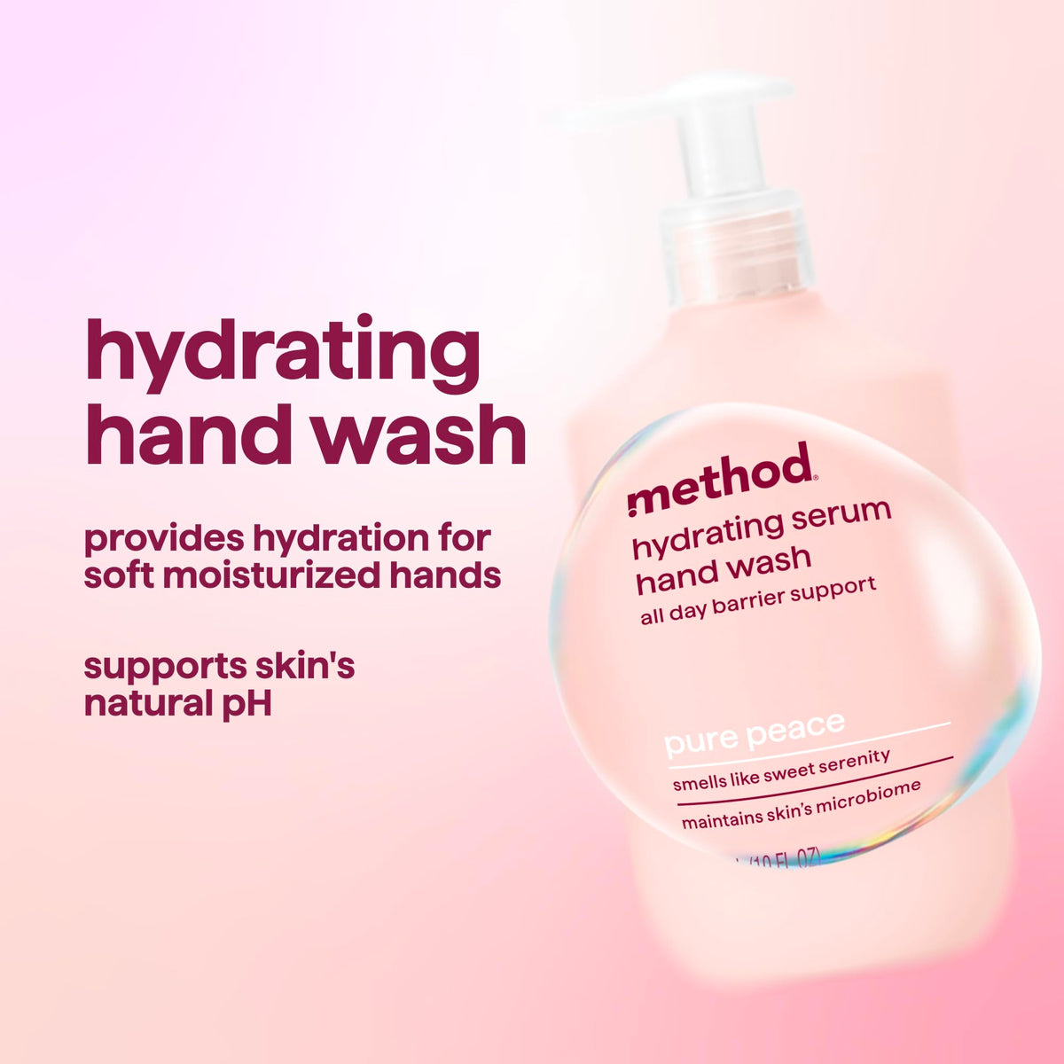 Method Pure Peace close-up of serum texture highlighting quick absorption benefit