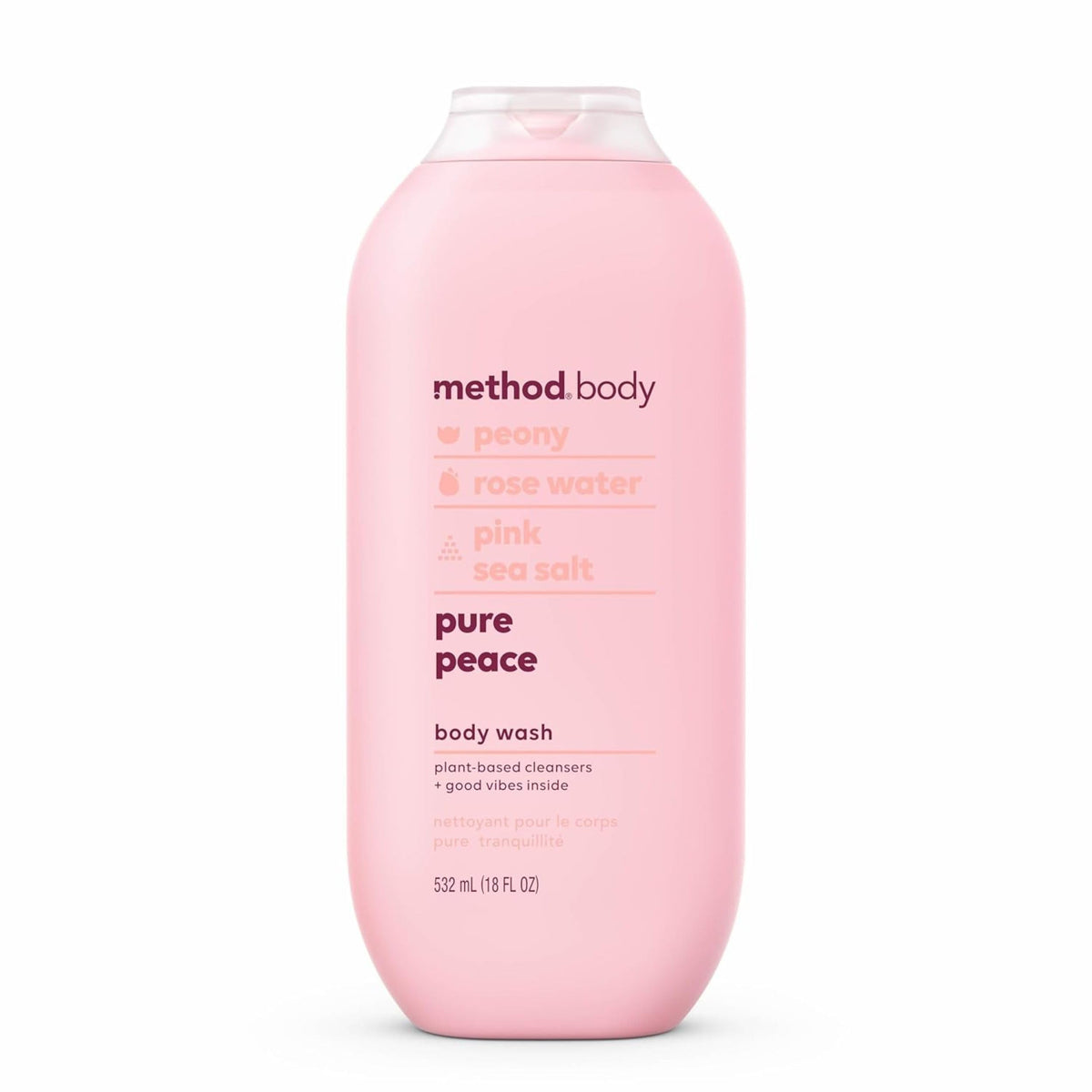 Method bottle front packaging showing label and scent benefits