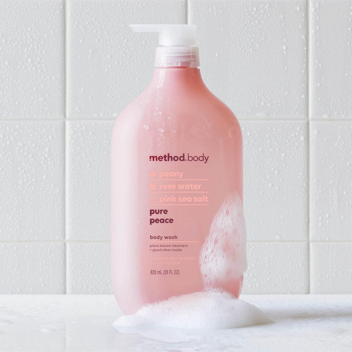Method body wash in hand in shower demonstrating effective cleansing benefit