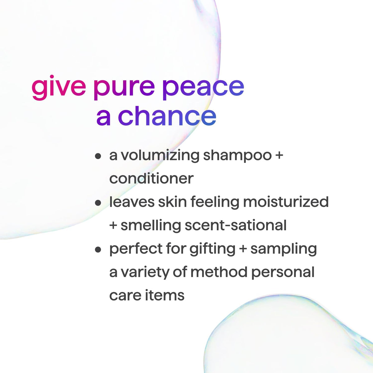 Method Pure Peace gel texture dispensed on hand showing silky consistency