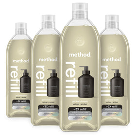 Method front refill tub showing label and recyclable design for eco convenience