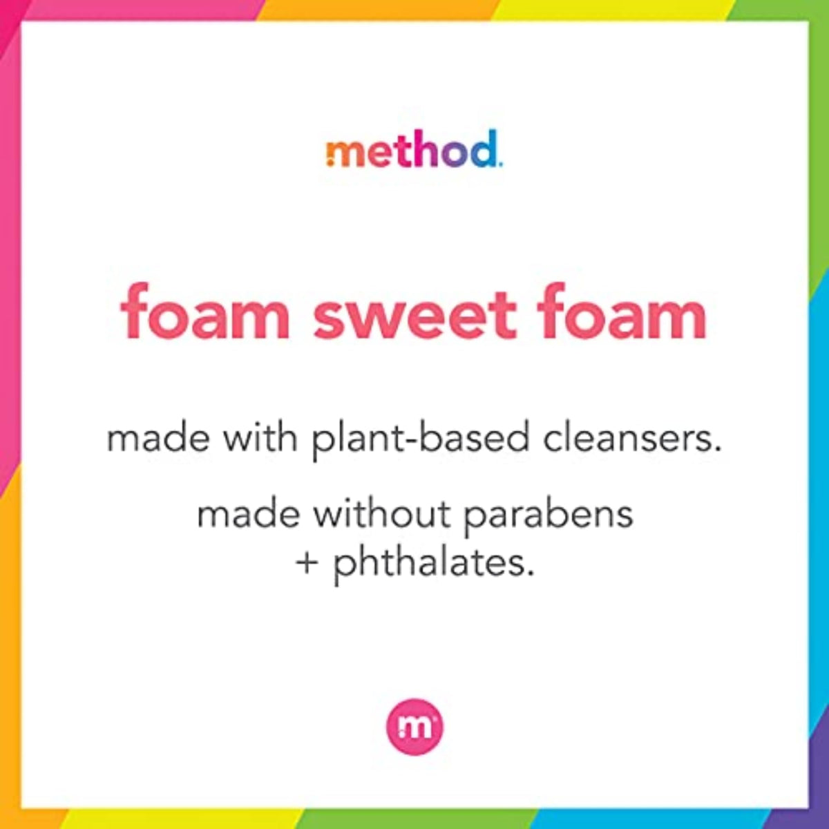 Method bottle label noting 100% PCR plastic for sustainable packaging benefit