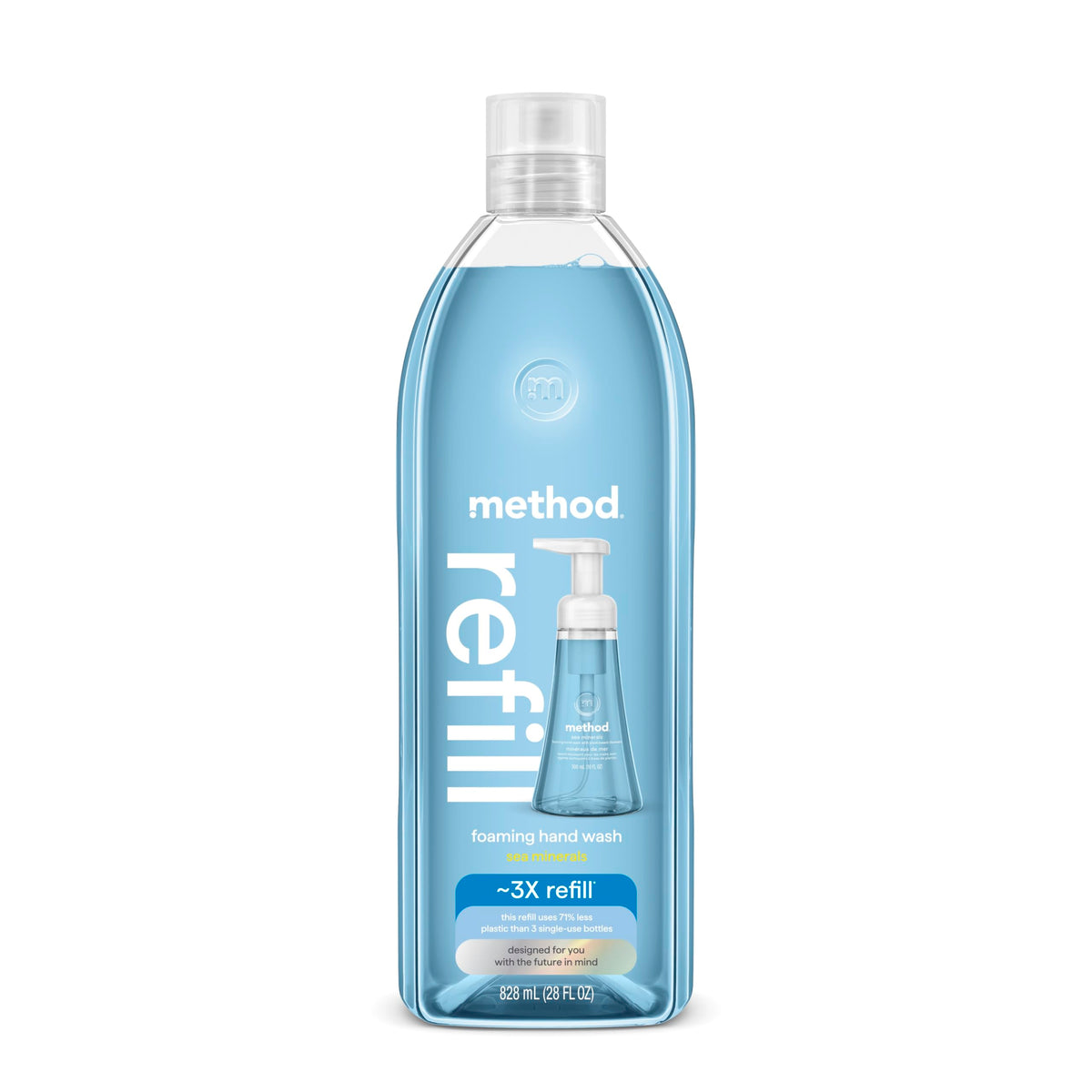Method front packaging showing sea minerals refill and recyclable benefits