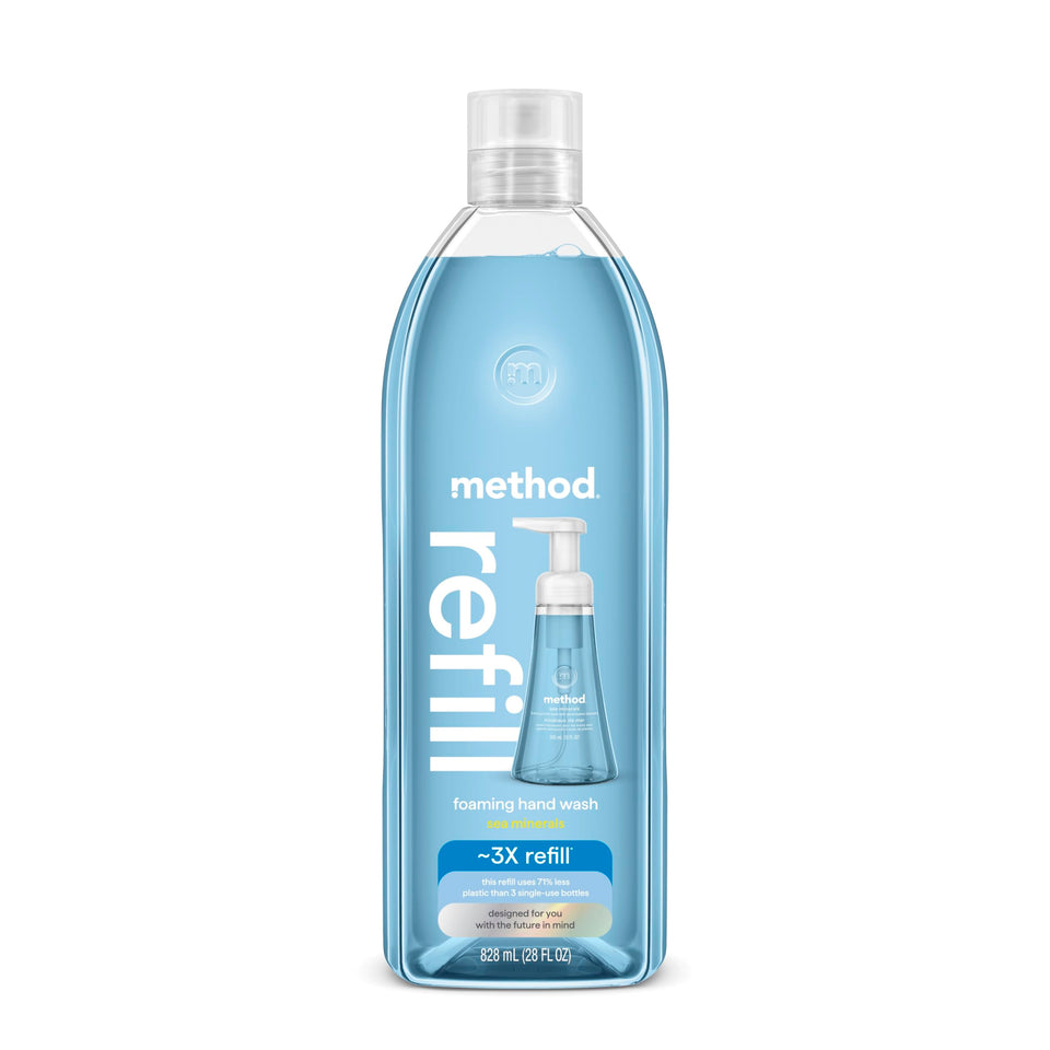 Method front packaging showing sea minerals refill and recyclable benefits