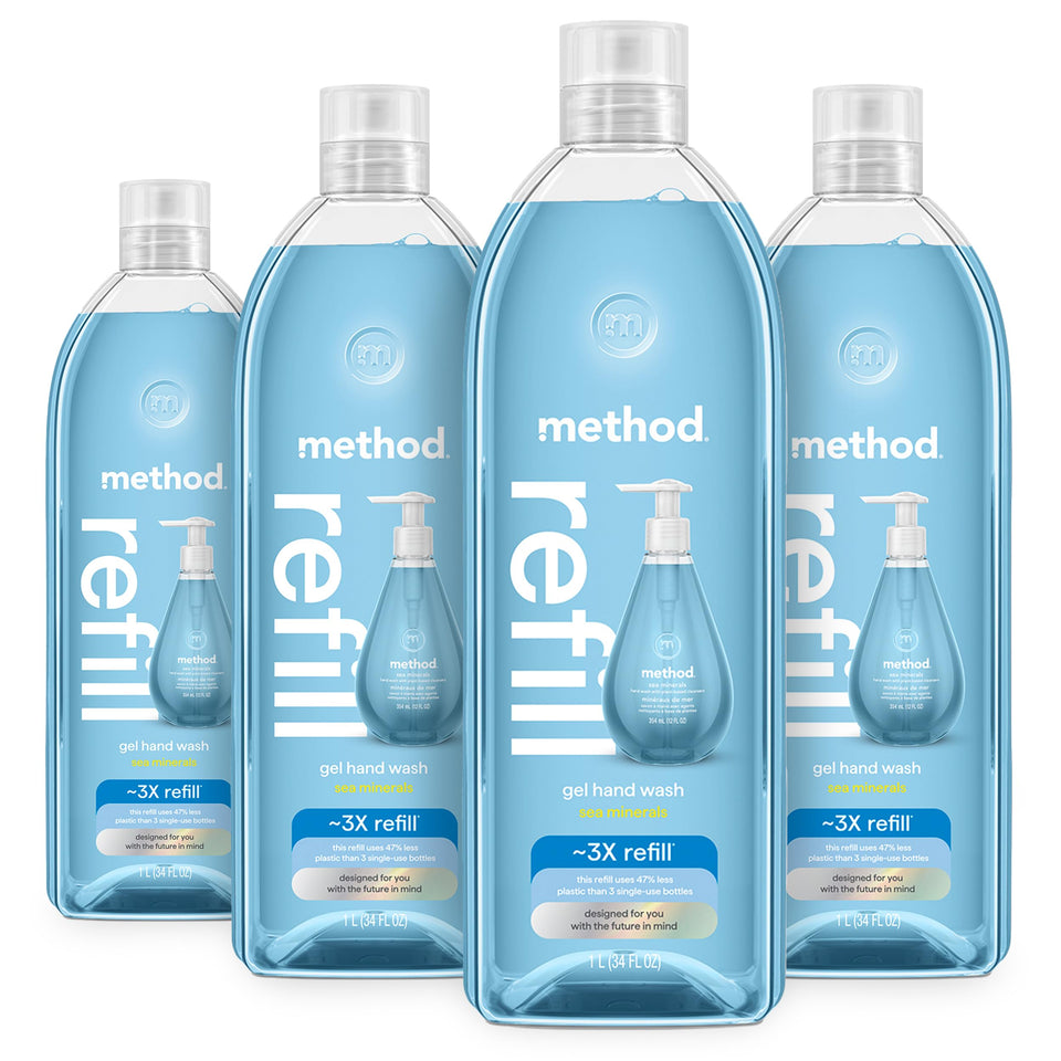 Method front view of Sea Minerals refill pack showing tub design and fragrance