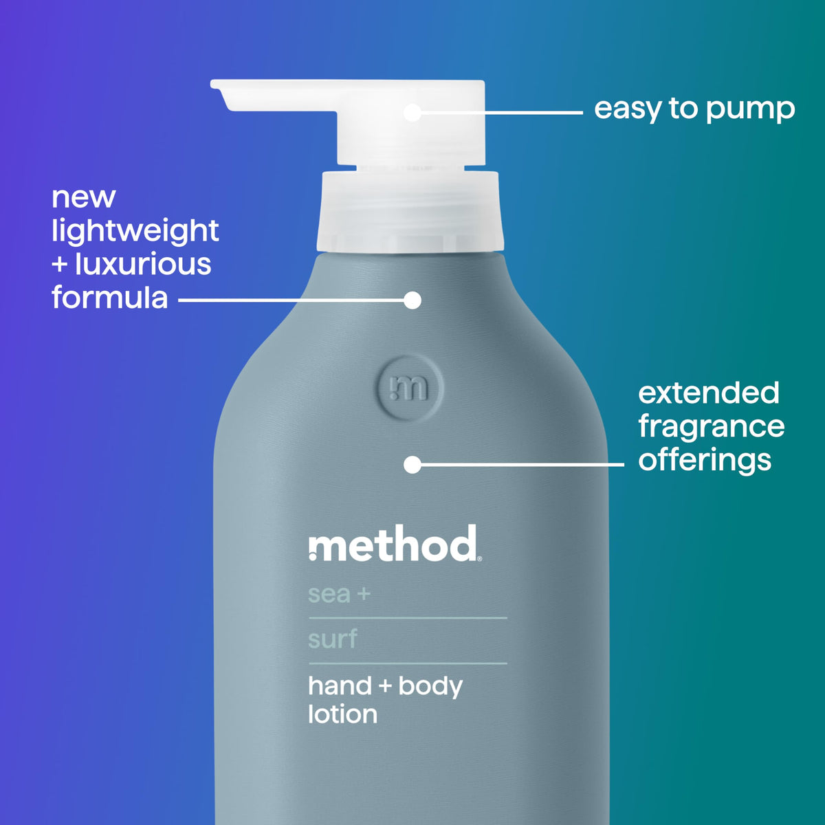 Method label close-up highlighting ingredients and clean formulation benefit