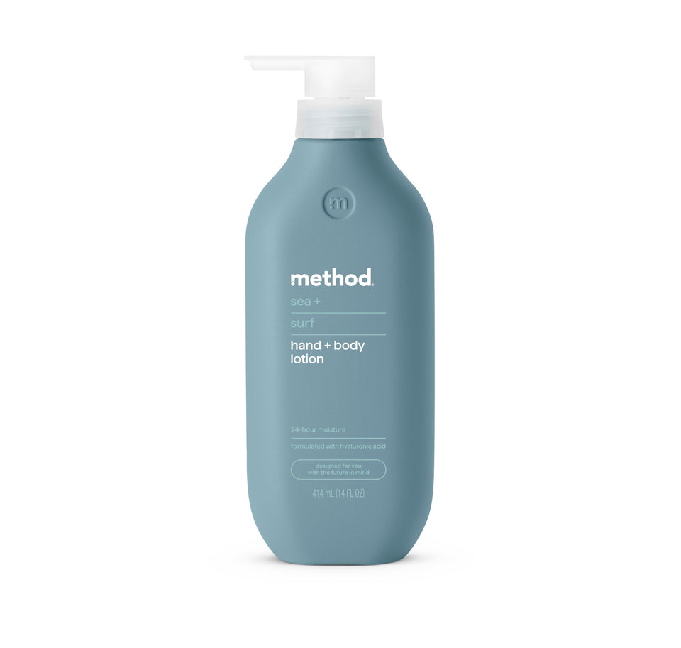 Method Sea + Surf front bottle view showing size and fresh scent benefit