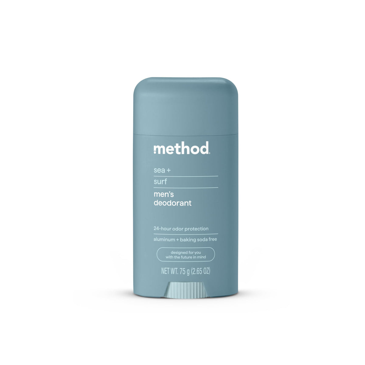 method front-facing stick showing Sea + Surf scent and travel size benefit