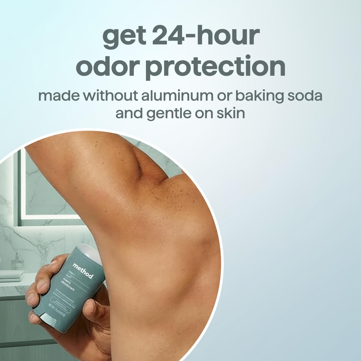method stick with cap removed demonstrating easy swipe application for convenience