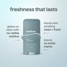 method close-up of smooth deodorant texture showing clear, residue-free glide