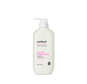 Method front packaging of sensitive skin body tonic, clear view and gentle benefit
