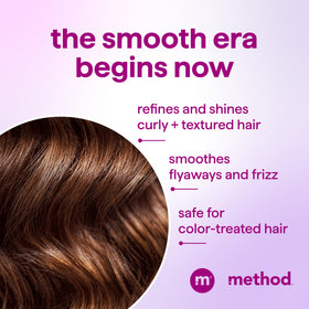 Method Serene Escape before and after on textured hair showing reduced frizz and shine
