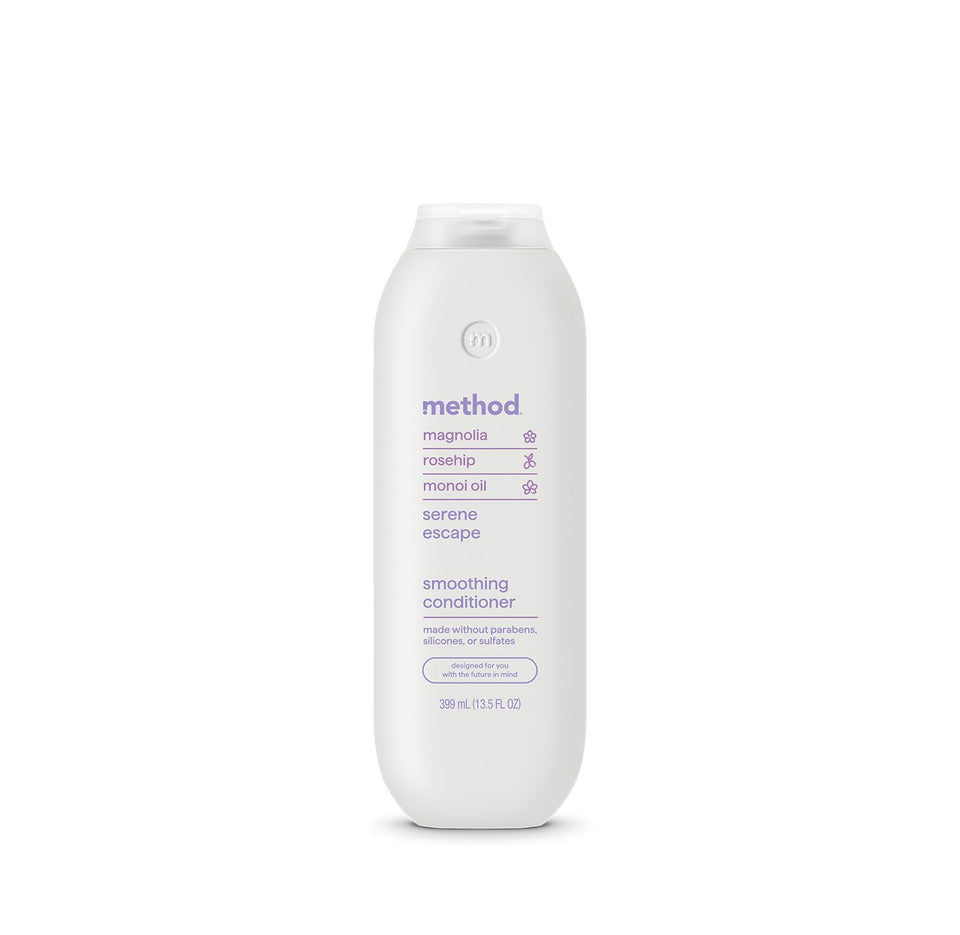 Method Serene Escape front packaging showing 13.5 oz bottle and calming label benefits