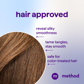 Color-treated hair looking vibrant and shiny after Method conditioner use and protection