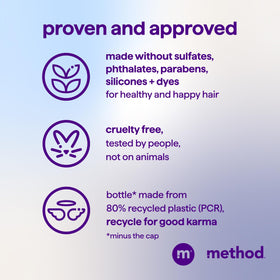 Long hair smoothly combed after using Method, highlighting improved manageability
