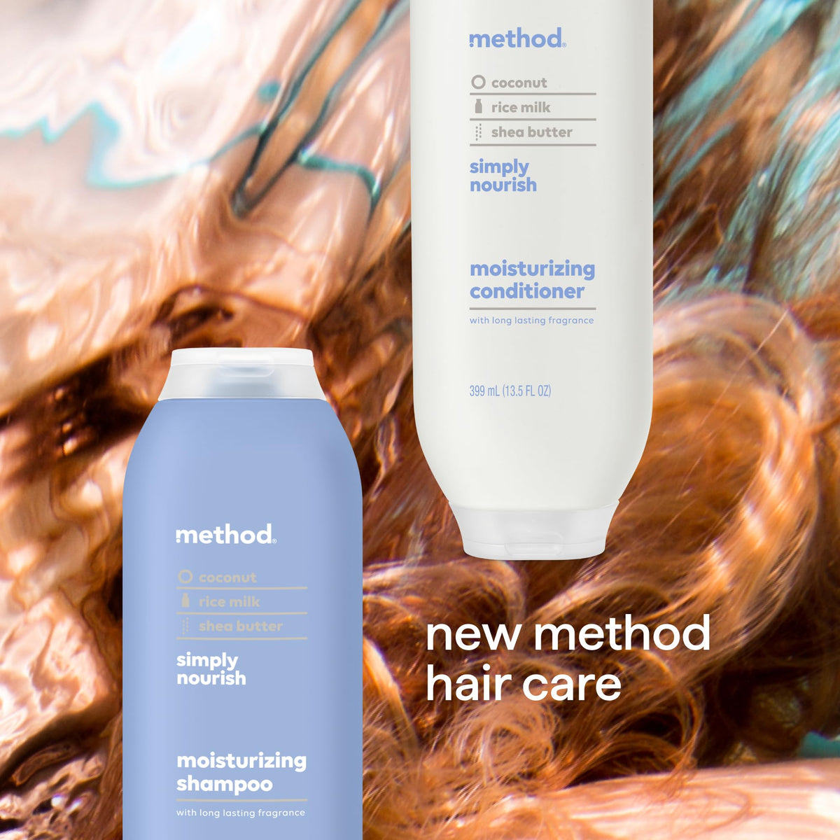 Method shampoo lather closeup demonstrating rich foam and easy rinsing
