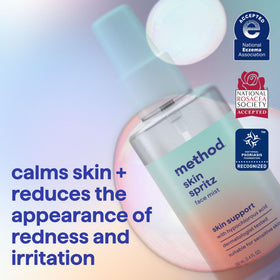 Method Skin Spritz mist texture close-up demonstrating light non-greasy spray