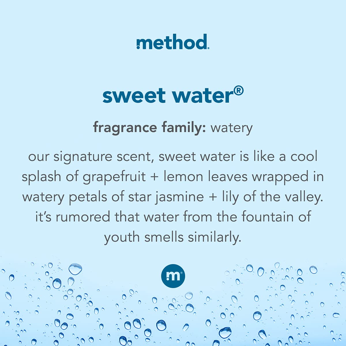Method Sweet Water gel texture detail demonstrating smooth lather and gentle cleansing