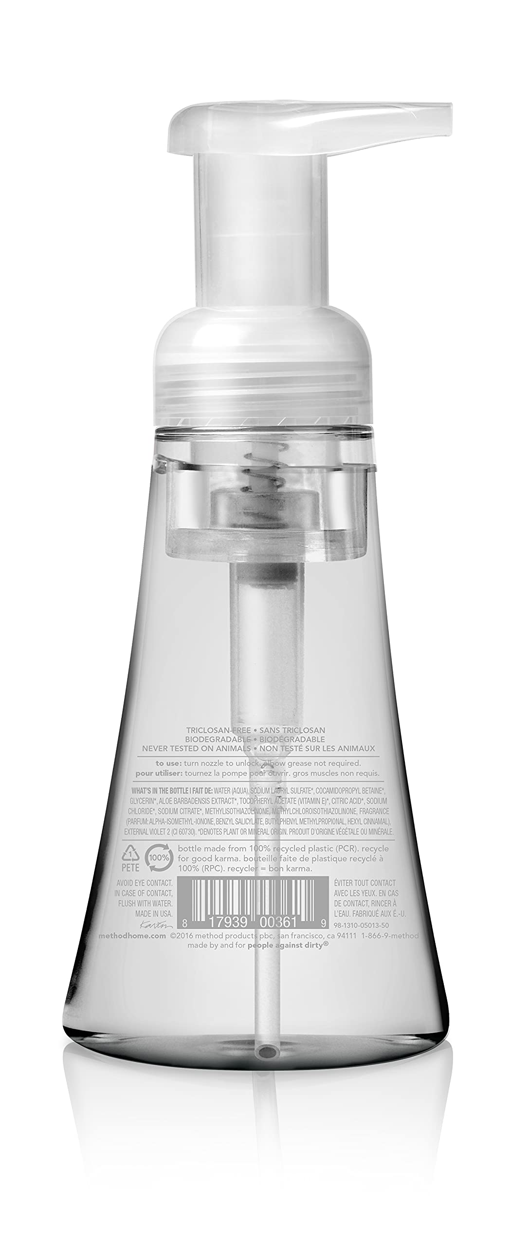 Method Sweet Water pump close-up highlighting easy dispensing and controlled foam