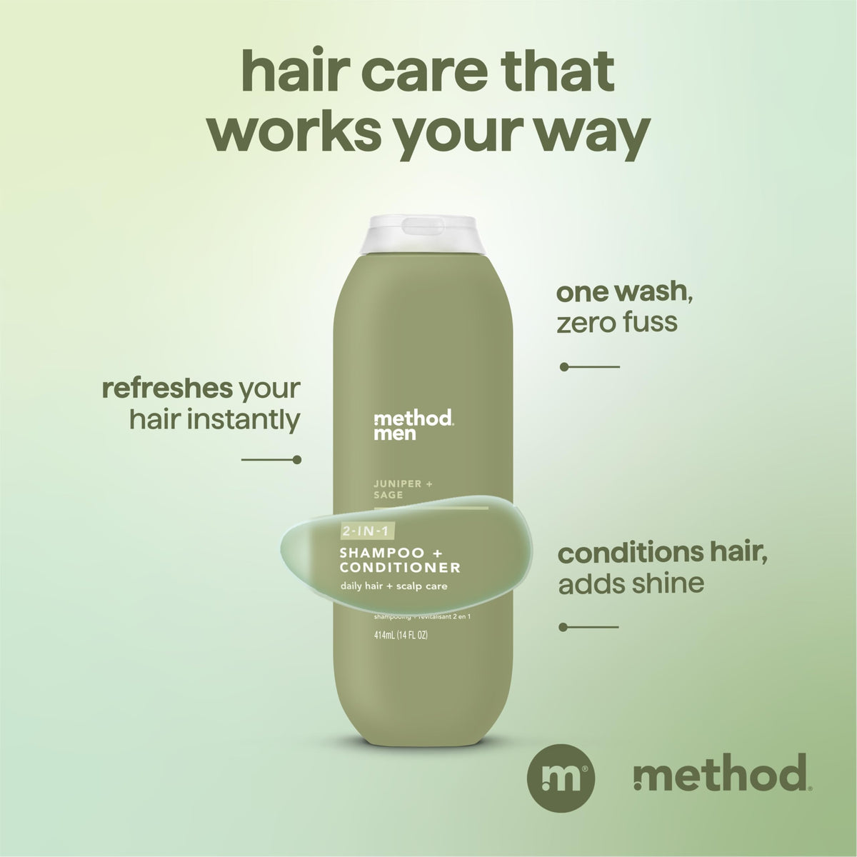 Method foam texture on palm demonstrating rich lather and easy rinse