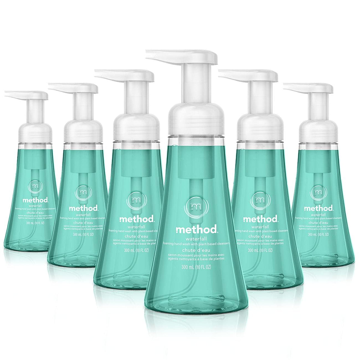 Method Waterfall front packaging showing pump and refreshing bottle benefit