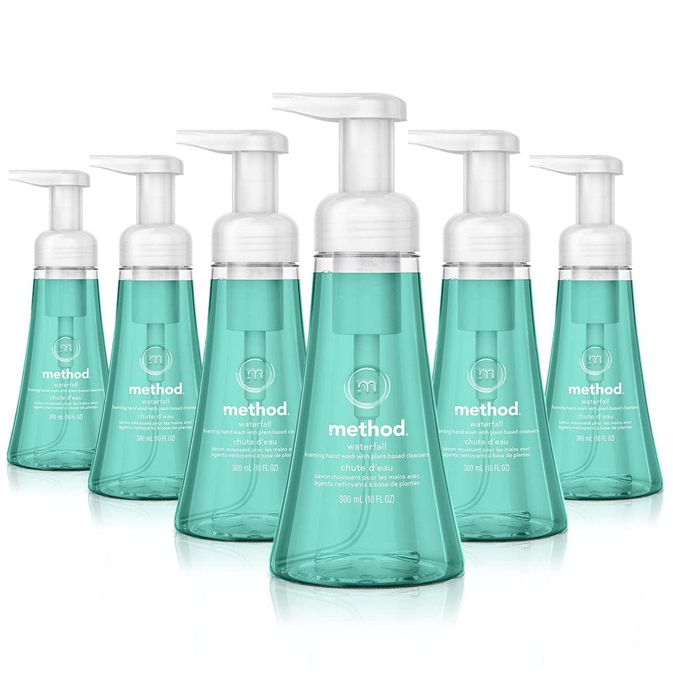 Method Waterfall front packaging showing pump and refreshing bottle benefit