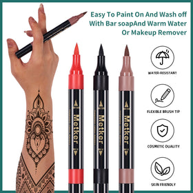 Metker dual-end brush tip close-up, flexible tip enables thin or thick lines