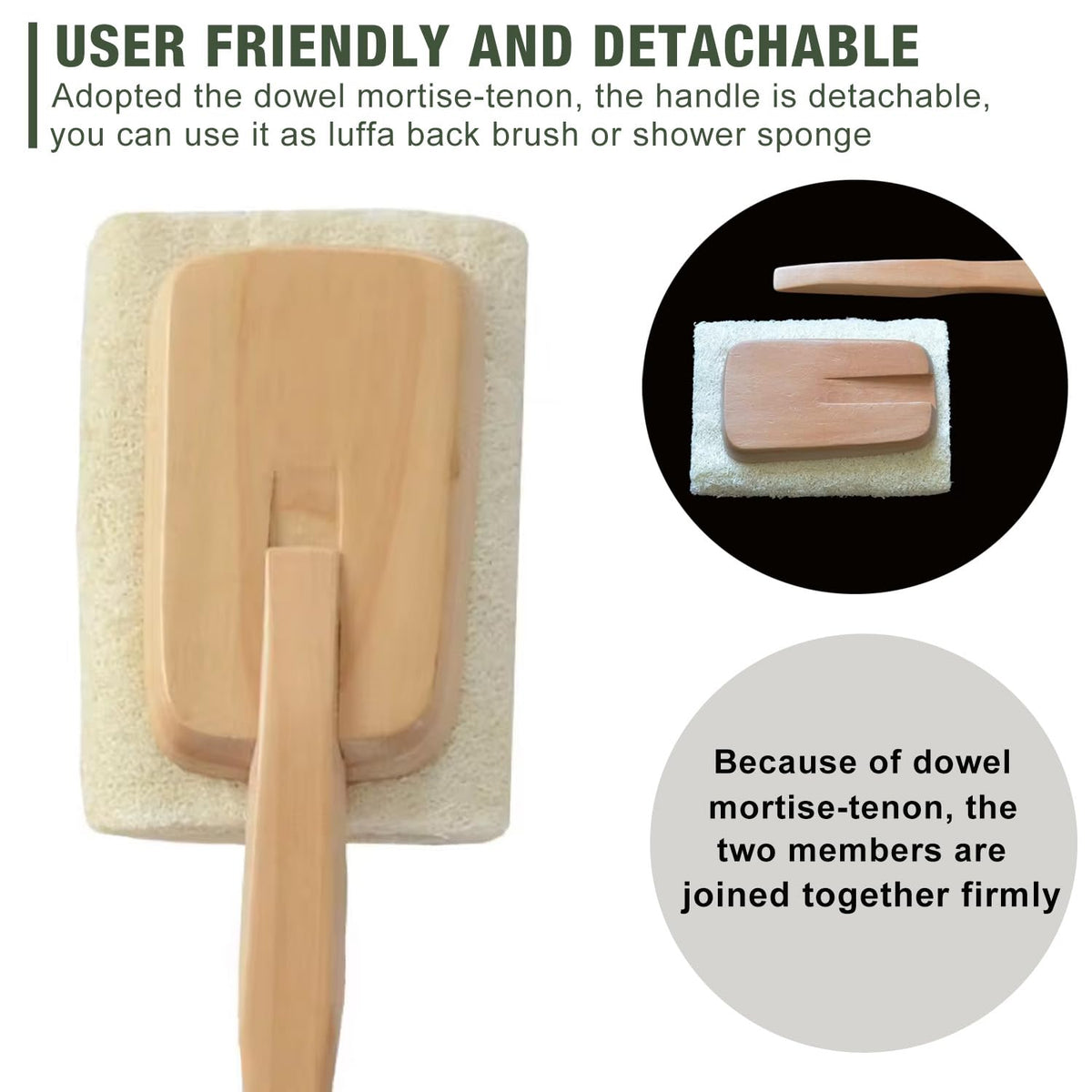 METLUCK loofah in use scrubbing a back to reach hard-to-reach areas