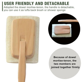METLUCK loofah in use scrubbing a back to reach hard-to-reach areas
