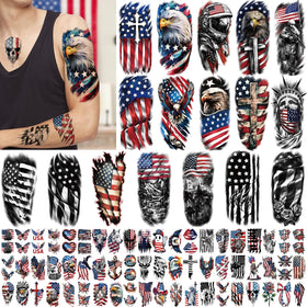 Metuu front packaging showing 77 patriotic tattoo designs and pack benefits