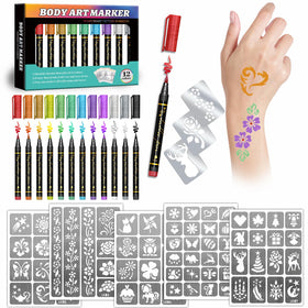 Metuu front packaging showing markers and stencil kit, great for gifting