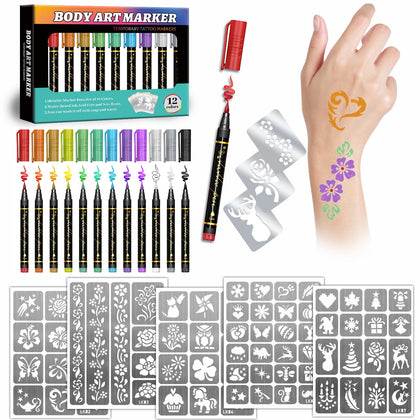 Metuu front packaging showing markers and stencil kit, great for gifting