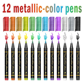 Metuu metallic markers laid out open, showing color range and vibrancy