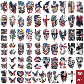 Metuu detailed view of small tattoo sheet with varied Americana motifs