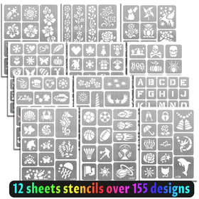 Metuu stencil sheet close-up with multiple reusable designs for fast application
