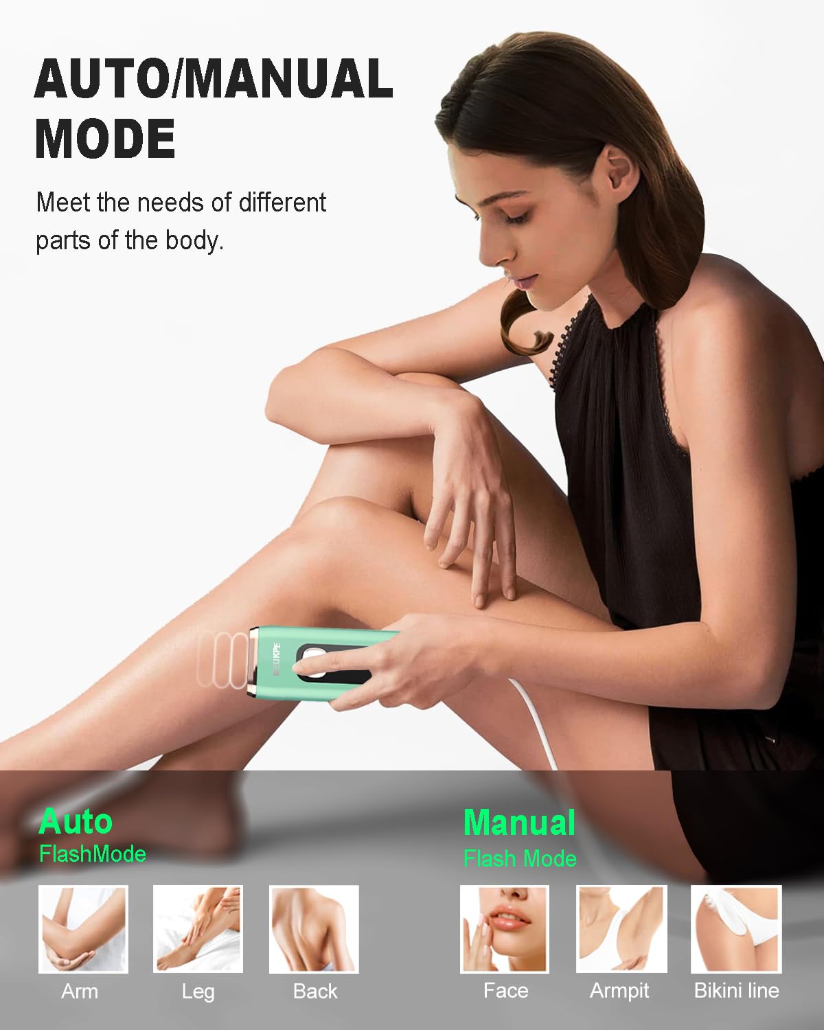 MEUKPE AI06 being used on bikini area for targeted hair reduction benefit