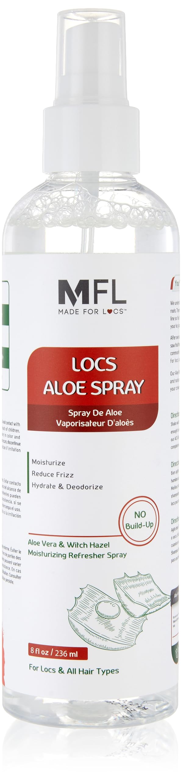 MFL MADE FOR LOCS front packaging showing aloe refresher benefits for hydrated locs