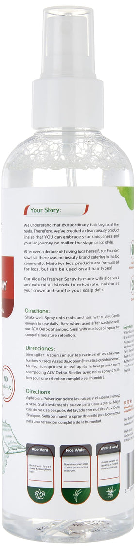 MFL MADE FOR LOCS mist close-up demonstrating lightweight hydration and shine