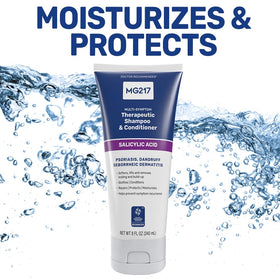 MG217 being lathered on scalp, demonstrates scale-lifting and rinse benefit