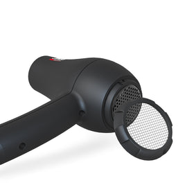 MHD dryer rear view highlighting removable lint filter for simple cleaning