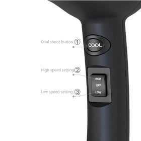 MHD travel dryer cord with hanging loop demonstrating easy storage while traveling