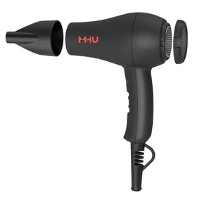 MHD dryer next to a hand for scale showing lightweight, packable convenience