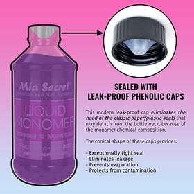 Mia Secret bottle held in hand showing 8 oz scale and ease of salon handling