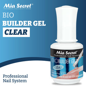 Close-up of Mia Secret brush applicator with gel on the brush demonstrating precise placement control