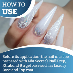 Nail technician applying Mia Secret gel in a salon setting demonstrating professional workflow
