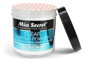 Mia Secret jar held in hand showing 4oz scale for size and quantity clarity